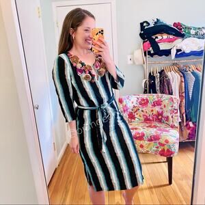 FIGUE Blue Silk Floral Appliqué Midi Dress XS